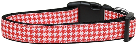 Red Houndstooth Nylon Cat Collar